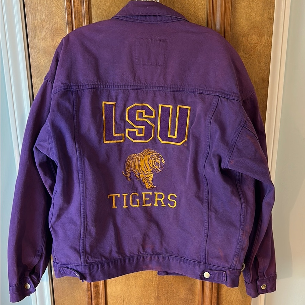 90s Vintage Purple Denim LSU Tigers Jacket